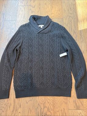 Goodthreads Men's Cable Knit Turtleneck Sweater - Black